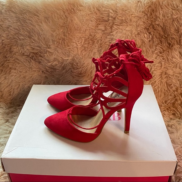 Justfab | Ankle Strap-on Red Heels - Picture 4 of 7